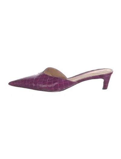 Pre-owned Bottega Veneta Patent Leather Mules In Purple