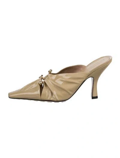 Pre-owned Bottega Veneta Patent Leather Mules W/ Tags In Neutrals