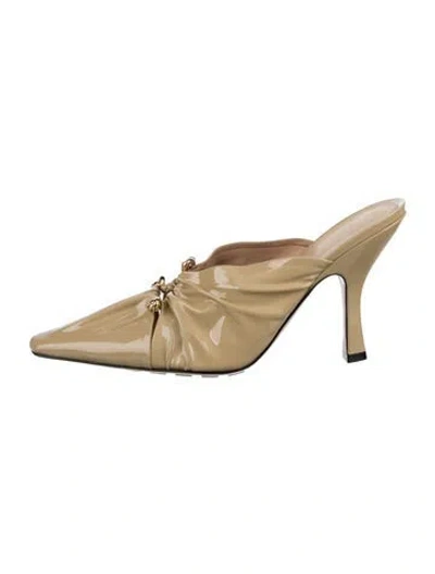Pre-owned Bottega Veneta Patent Leather Mules W/ Tags In Neutrals