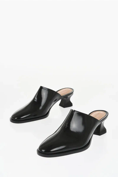 Bottega Veneta Patent Leather Mules With Spool Heel 5,5cm In Black