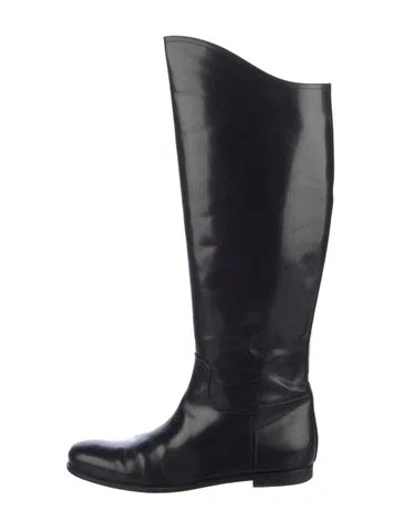 Pre-owned Bottega Veneta Patent Leather Riding Boots In Black