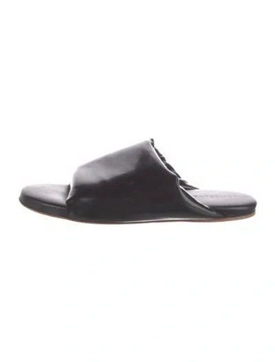 Pre-owned Bottega Veneta Patent Leather Slides In Black