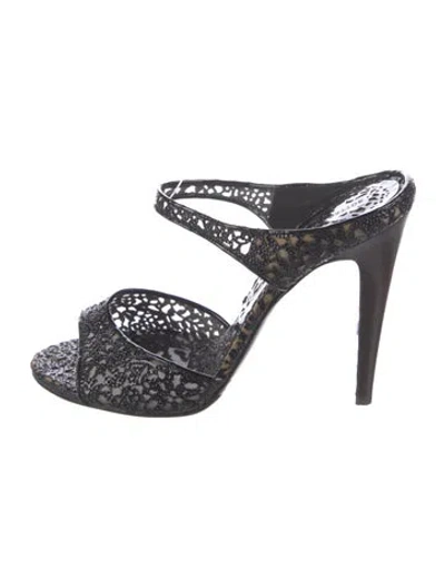 Pre-owned Bottega Veneta Patent Leather Slides In Black