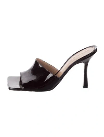 Pre-owned Bottega Veneta Patent Leather Slides In Brown