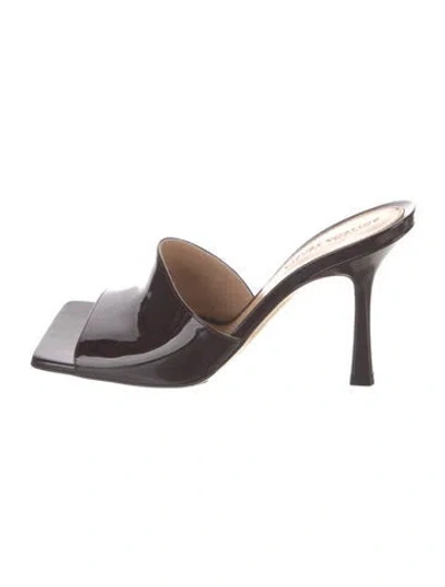 Pre-owned Bottega Veneta Patent Leather Slides In Burgundy