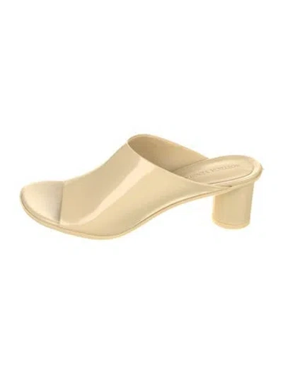 Pre-owned Bottega Veneta Patent Leather Slides W/ Tags In Neutrals