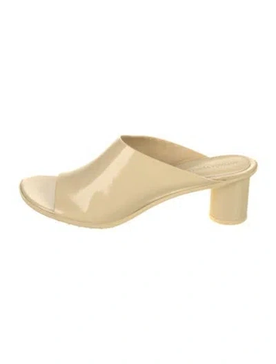 Pre-owned Bottega Veneta Patent Leather Slides W/ Tags In Neutrals
