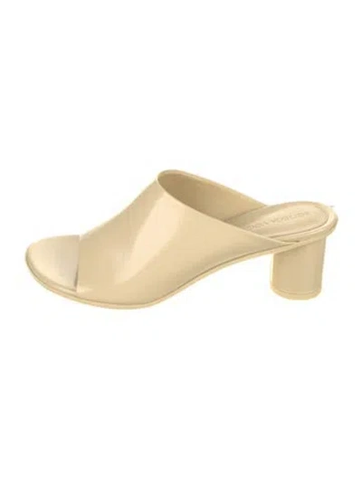 Pre-owned Bottega Veneta Patent Leather Slides W/ Tags In Neutrals