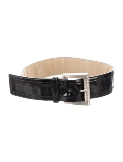 Pre-owned Bottega Veneta Patent Leather Waist Belt In Black