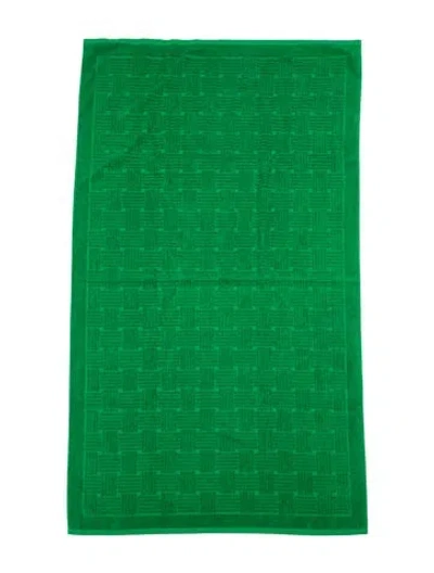 Pre-owned Bottega Veneta Pattern Print Terry Cloth Beach Towel In Green
