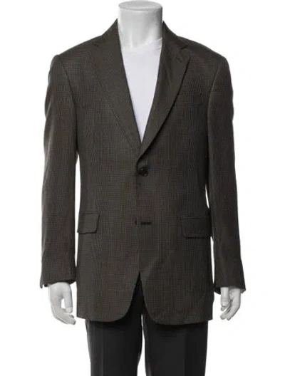 Pre-owned Bottega Veneta Patterned Blazer In Green