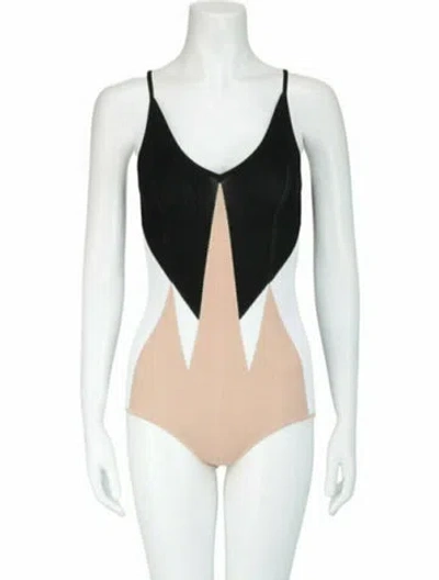 Pre-owned Bottega Veneta Patterned Bodysuit One-piece W/ Tags In Black