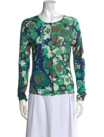 Pre-owned Bottega Veneta Patterned Crew Neck Sweater In Green
