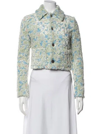 Pre-owned Bottega Veneta Patterned Jacket In Green