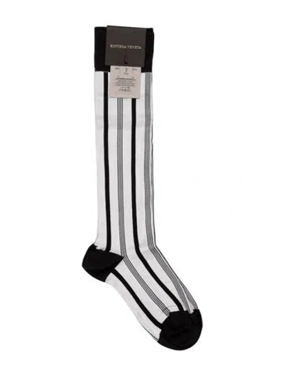 Pre-owned Bottega Veneta Patterned Knee Socks W/tags In White