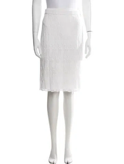 Pre-owned Bottega Veneta Patterned Midi Length Skirt In White