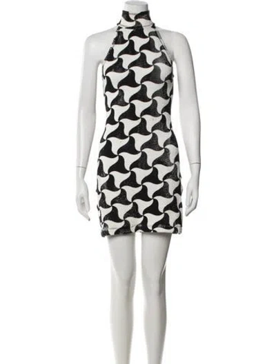 Pre-owned Bottega Veneta Patterned Mini Dress In White