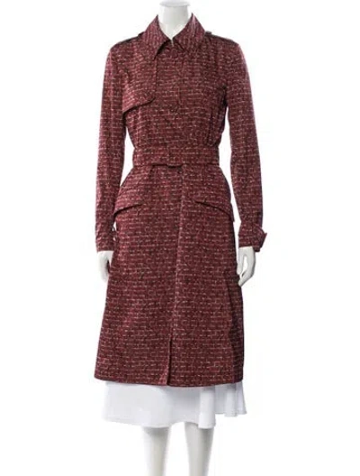 Pre-owned Bottega Veneta Patterned Trench Coat In Red