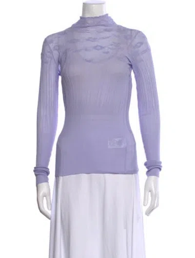 Pre-owned Bottega Veneta Patterned Turtleneck Top In Purple