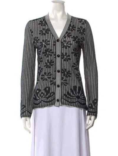 Pre-owned Bottega Veneta Patterned V-neck Sweater In Gray