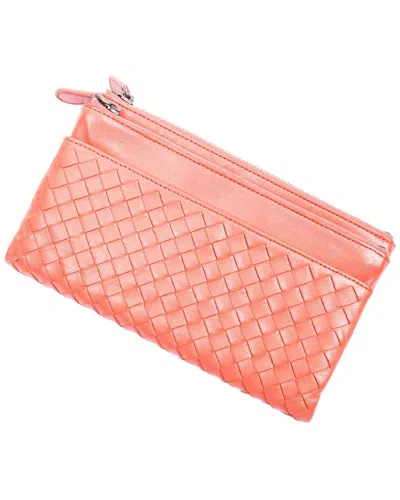 Bottega Veneta Peach Intrecciato Leather Double Zip Clutch Wallet (authentic  Pre-loved) In Pink