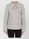 Bottega Veneta Peacoat Double-breasted Wide Collar Jacket In Gray