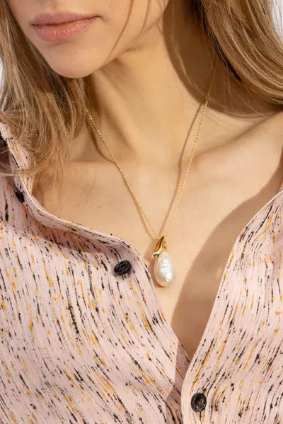 Bottega Veneta Pearl Necklace In Gold