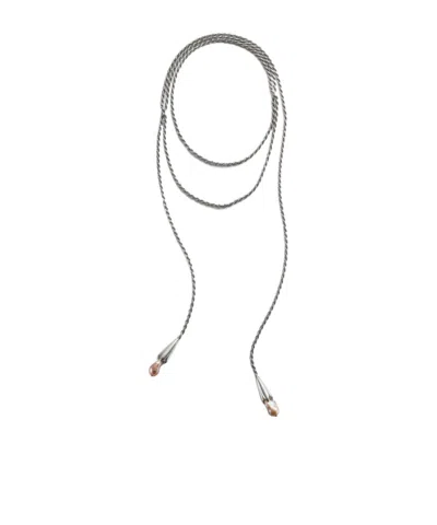 Bottega Veneta Pearl Scarf Necklace In Natural Pink