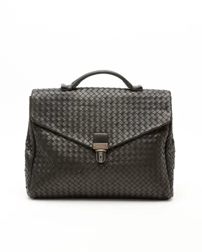 Bottega Veneta Peforated Intrecciato Briefcase In Black