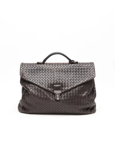 Bottega Veneta Peforated Intrecciato Briefcase In Brown