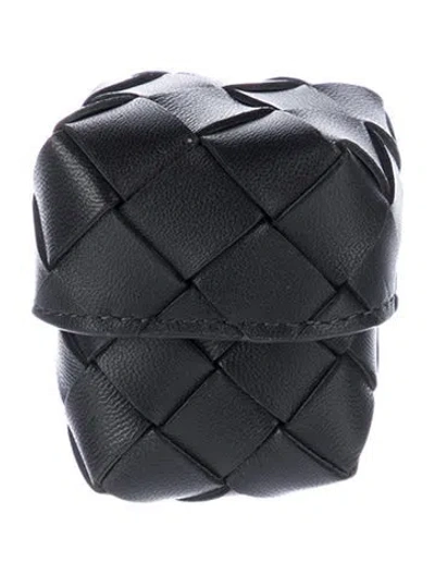 Pre-owned Bottega Veneta Petite Intrecciato Leather Accessory Case In Black