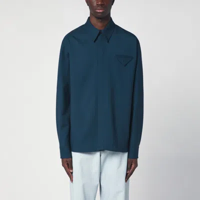 BOTTEGA VENETA PETROL BLUE WOOL SHIRT
