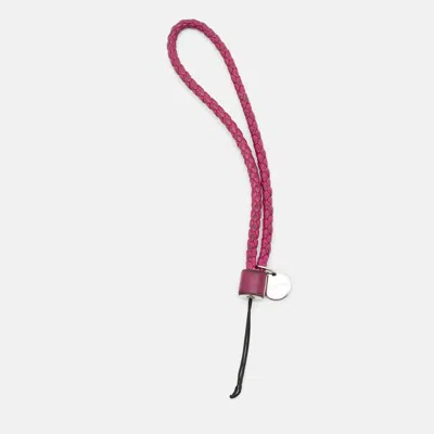 Pre-owned Bottega Veneta Phone Strap Purple Intrecciato Leather