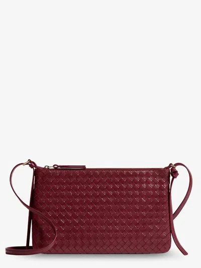 Bottega Veneta Piccolo Intrecciato Clutch With Shoulder Strap In Red