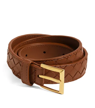 Bottega Veneta Piccolo Leather Solo Belt In Green