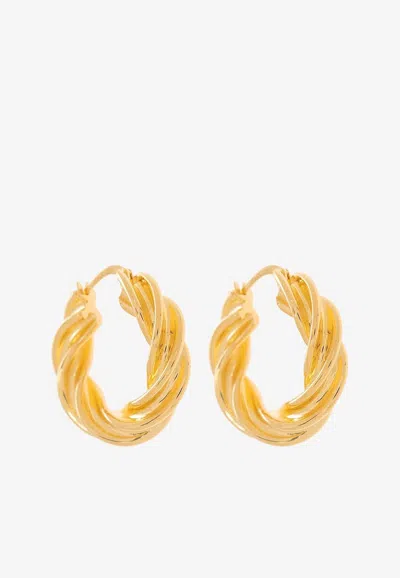 Bottega Veneta Pillar Twisted Hoop Earrings In Gold