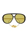 Bottega Veneta Eyewear Aviator Frame Sunglasses In Black