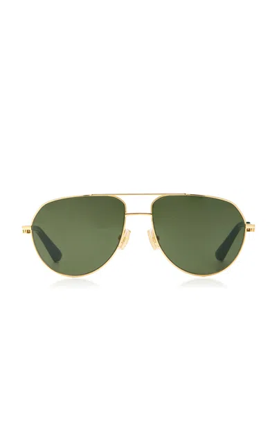 Bottega Veneta Pilot-frame Metal Sunglasses In Green