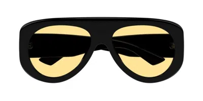 Bottega Veneta Pilot Frame Sunglasses In Black-black-yellow