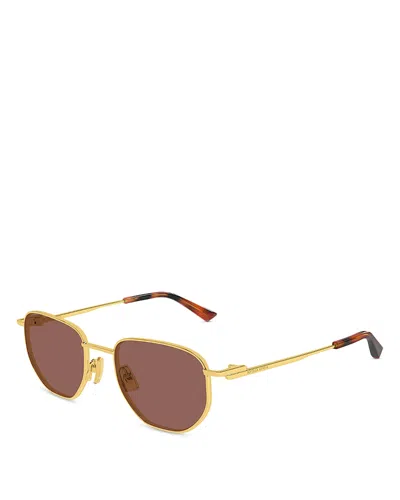 Bottega Veneta Pilot Sunglasses, 52mm In Gold