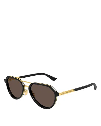 Bottega Veneta Pilot Sunglasses, 55mm In Black