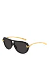 Bottega Veneta Black-gold-grey Bio Injection Sunglasses In Black