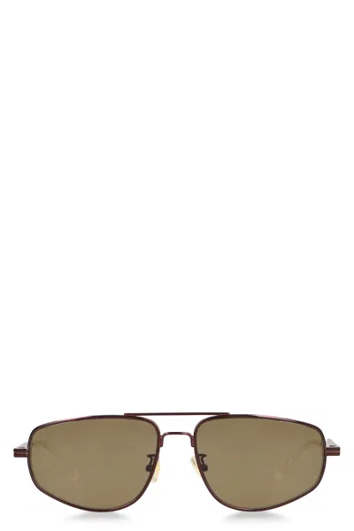 Bottega Veneta Pilot Sunglasses In Brown