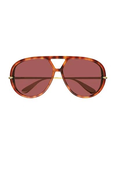 Bottega Veneta Pilot Sunglasses In Havana
