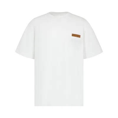 Pre-owned Bottega Veneta Pima Cotton Jersey T-shirt With Leather Detail 'white' | Men's Size Xxl