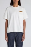 Bottega Veneta Pima Cotton Pocket T-shirt With Intrecciato Suede Patch In White
