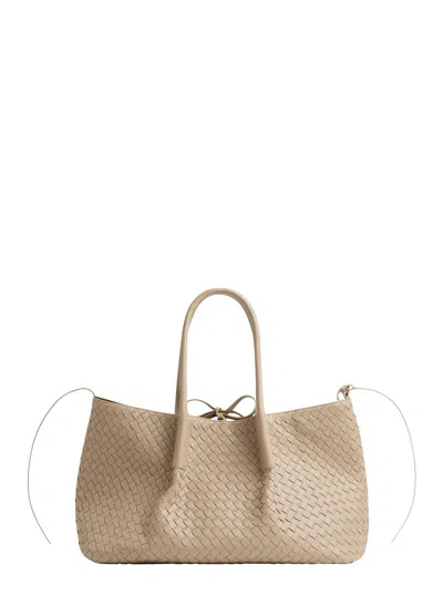 Bottega Veneta 'pinacoteca' Beige Reversible Shoulder Bag With Two Top Handles And Intrecciato Motif