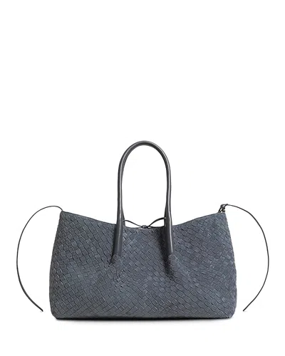 Bottega Veneta Pinacoteca Reversible Intrecciato Leather Tote In White