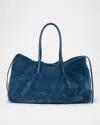 Bottega Veneta Pinacoteca Reversible Shearling Tote Bag In Blue