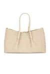 Bottega Veneta Small Pinacoteca Tote Bag In Ecru  Matcha  & Muse Brass